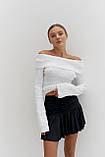 В'язана жіноча кофта з відкритими плечима, фото 6