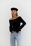В'язана жіноча кофта з відкритими плечима, фото 7