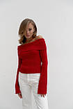 В'язана жіноча кофта з відкритими плечима, фото 8