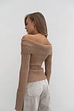 В'язана жіноча кофта з відкритими плечима, фото 10