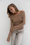 В'язана жіноча кофта з відкритими плечима, фото 9