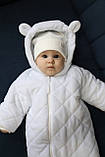 Дитячий демісезонний велюровий комбінезон Зефір Білий, 56-62, фото 9