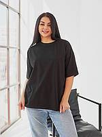 Базовая однотонная футболка для женщин большого размера Черный