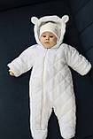 Дитячий демісезонний велюровий комбінезон Зефір Білий, 56-62, фото 10