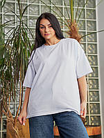 Базовая однотонная футболка для женщин большого размера Белый