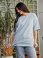 Базовая однотонная футболка для женщин большого размера Голубой