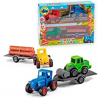 Детский игровой набор "Синий трактор" (2 трактора с прицепами на инерции) 145326