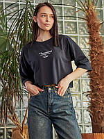 Укороченная женская футболка молодежная под джинсы