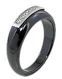 Каблучка Xuping Кераміка + Родій "Чорна кераміка з доріжкою цирконію" р.16.5, фото 2