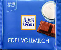 Шоколад молочний 35% какао RITTER SPORT Edel-Vollmilch Німеччина 100 г