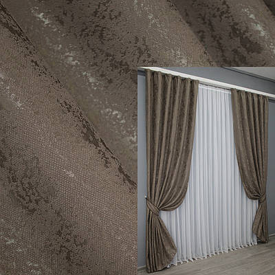 Комплект штор (2шт. 1,5х2,7м.) льон мармур, колекція "Pavliani". Колір какао. Код 1372ш 33-0233