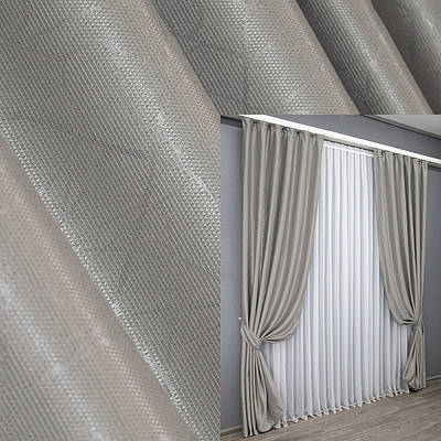 Комплект штор (2шт. 1,5х2,7м.) льон рогожка, колекція "Саванна". Колір світло-сірий. Код 1374ш 33-0222