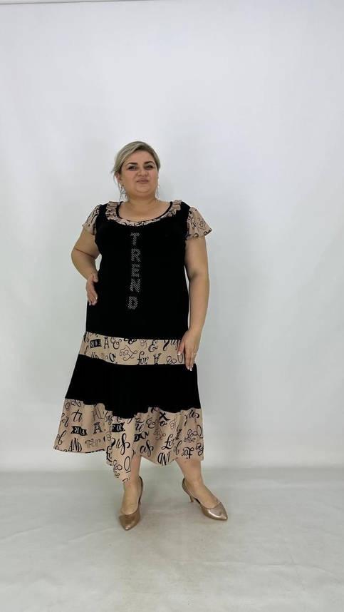 Літня сукня- сарафан "Рюша" з крильцем вільного крою-трапеція.62-64 66-66 70-72 74-76, фото 1