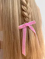 Бант - прикраса для волосся оксамитовий, рожевий