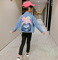 Стильна дитяча джинсовка на дівчинку джинсова куртка з вишивкою Xinyu р.130 150 160