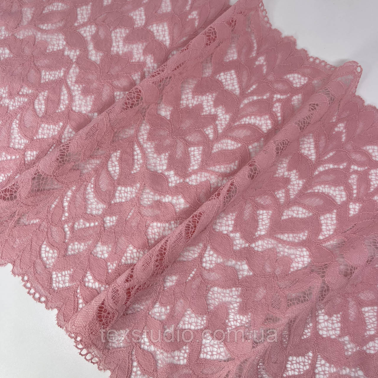 Мереживо "Емма" еластичне рожево-пудрове з квітами 23 см., фото 1