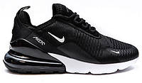 36-45 Nike Air Max 270 кроссовки мужские женские легкие Найк Аир Макс 270 черные с белым летние текстиль