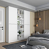 Біла шафа з поличками Морган 180х38.5х210.Розпашна шафа для одягу з відкритими поличками, фото 3