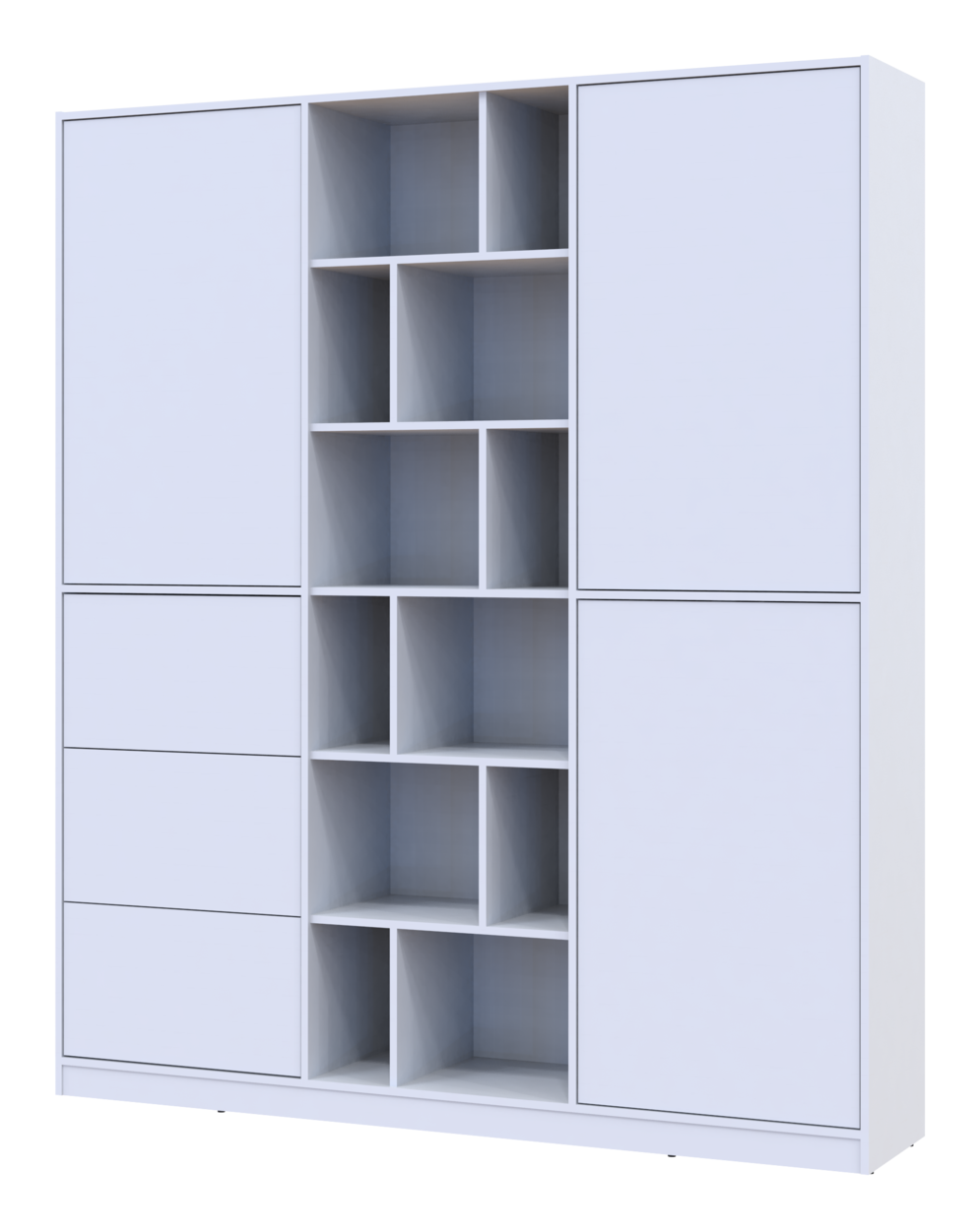 Біла шафа з поличками і висувними шухлядами Морган 180х38.5х210.Розпашна шафа для одягу з відкритими поличками, фото 1