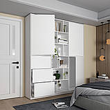 Біла шафа з поличками і висувними шухлядами Морган 180х38.5х210.Розпашна шафа для одягу з відкритими поличками, фото 2