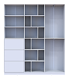 Біла шафа з поличками і висувними шухлядами Морган 180х38.5х210.Розпашна шафа для одягу з відкритими поличками, фото 7