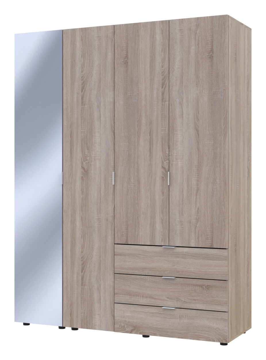 Комплект розпашна шафа та шафа пенал з поличками і дзеркалом Гелар дуб сонома 155х49.5х203.4, фото 1