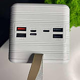 🤍Потужний повербанк PowerBank 70000 mAh 22.5W, зарядний пристрій PD з LED індикатором і ліхтарем, Білий, фото 2