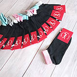 Шкарпетки жіночі SPORT бавовна чорні з кольоровою резинкою 37-39 | 12 пар, фото 3