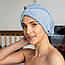 Рушник-халат жіночий з шапочкою (блакитний) 140х80 см, фото 5