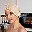 Рушник-халат жіночий з шапочкою (бежевий) 140х80 см, фото 4
