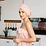 Рушник-халат жіночий з шапочкою (рожевий) 140х80 см, фото 5