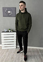 Топовый демисезонный спортивный костюм Nike худи хаки + штаны черные, легкий комфортный мужской комплект M