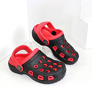 Кроксы сабо детские черно-красные 24-25 размер