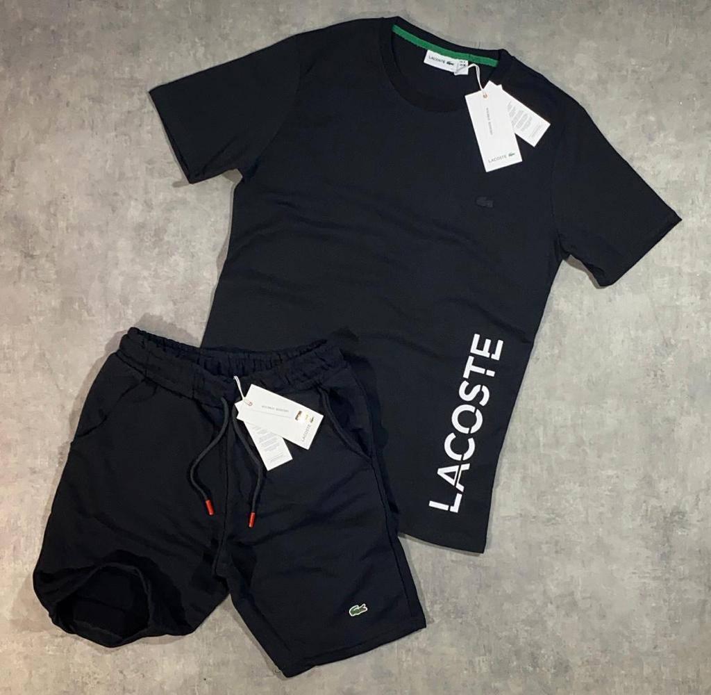 Костюм LACOSTE Black Logo Футболка + шорты лакоста комплект - фото 1 - id-p2150822934