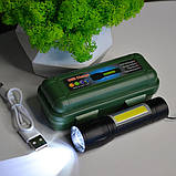 🌟Потужний ручний ліхтарик з акумулятором 2 в 1 в футлярі, фото 3