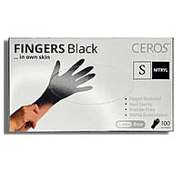 Перчатки нитриловые CEROS Fingers Black, 100 шт (50 пар), S