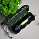 🌟Потужний ручний ліхтарик з акумулятором 2 в 1 в футлярі, фото 5
