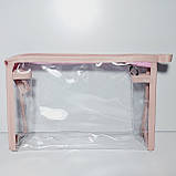 Косметички набір 3в1 силікон і шкірозамінник колір пудра, фото 2