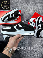 Чоловічі чорно-білі кросівки найк аїр форс, білі кеди замшеві Nike air force black-white кросівки
