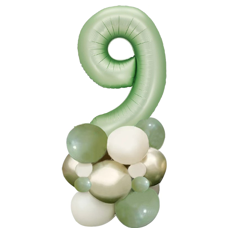 Цифра 9 на підставці із кульок | Оливковий