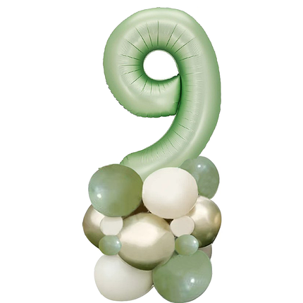 Цифра 9 на підставці із кульок | Оливковий, фото 1