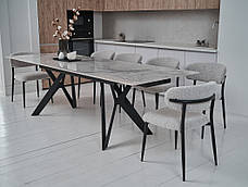 Обідній стіл керамічний ТЕО TML -895 VETRO, колір б'янко карарра + чорний, фото 3