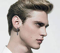 Сережки з підвіскою лезо чорні з нержавіючої сталі. Модні сережки з лезом бритви в стилі панк, фото 6