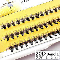 Вії Nesura Eyelash Classic 20D, 0,07, вигин L, 8 мм, 60 пучків накладні вії пучки Несура 20д класік Л вигин