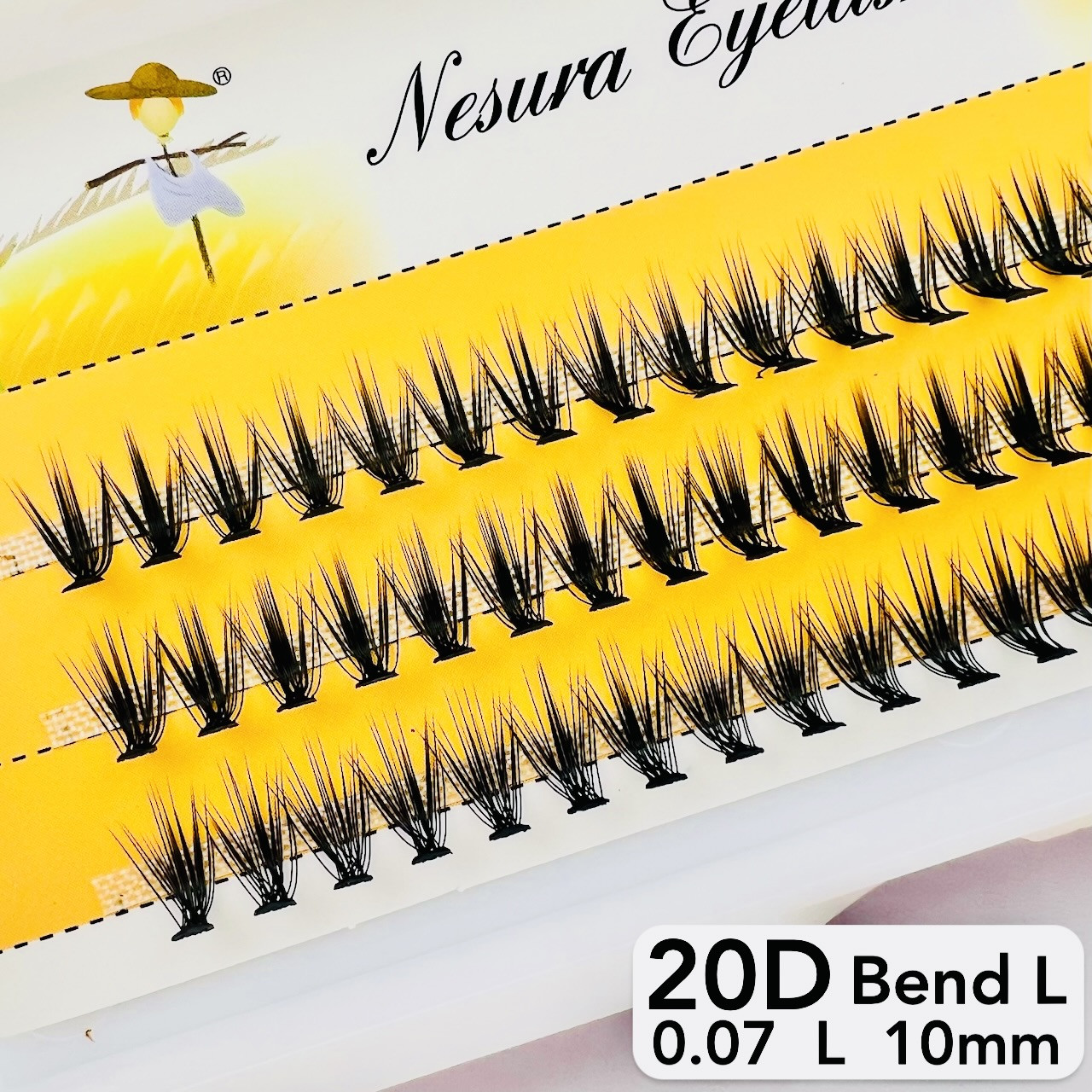 Вії Nesura Eyelash Classic 20D, 0,07, вигин L, 10 мм, 60 пучків накладні вії пучки Несура 20д класік Л вигин