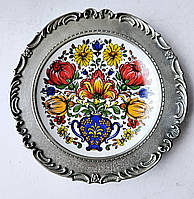 Фарфоровая коллекционная тарелка в олове Роспись Цветы