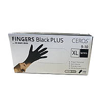 Перчатки нитриловые CEROS Fingers Black Plus, 100 шт (50 пар), XL