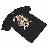 Чоловіча чорна футболка трикотажна з принтом герб Патріотична футболка бавовна з тризубом та написом, фото 3