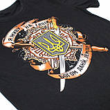 Чоловіча чорна футболка трикотажна з принтом герб Патріотична футболка бавовна з тризубом та написом, фото 6