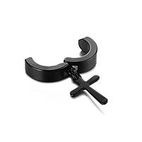 Сережки-кліпси з хрестом з нержавіючої сталі на одне вухо готичні панк без проколу сережки. Сережки обманка, фото 2